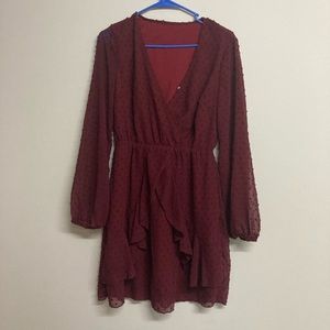 Maroon mesh dress